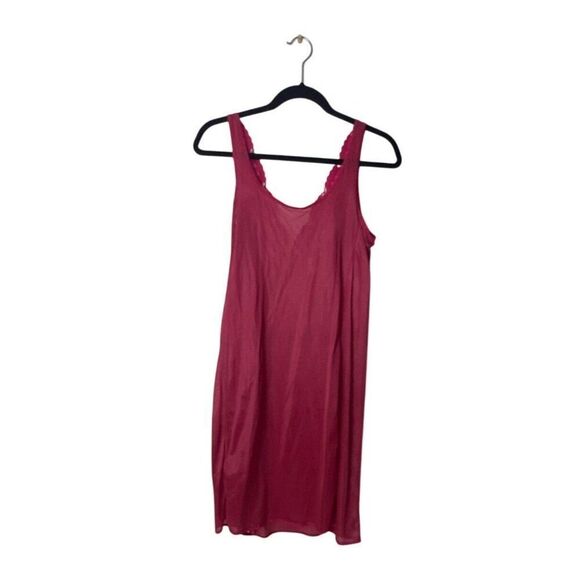 Vintage Red Lace Trimmed Sleeveless Nightgown - Picture 3 of 4